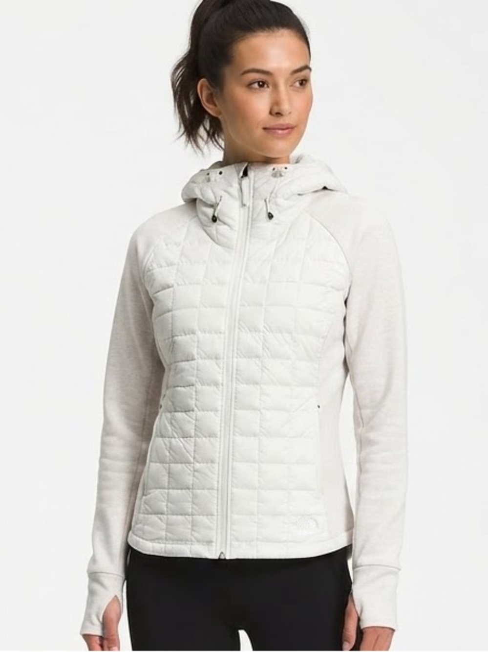 The North Face Endeavor ThermoBall Hybrid Full Zip Hooded Jacket Off White Large